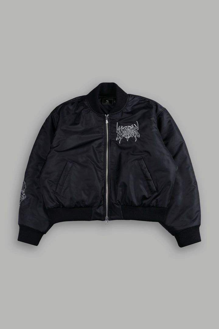 Darc Metal Cropped Remy Bomber Jacket in Black