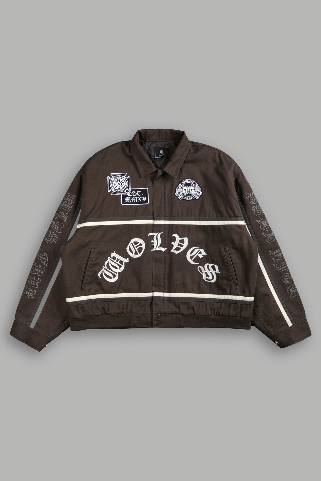 Wolves Club Chopper Big Moe Jacket in Darc Olive/Cream/Wolf Gray