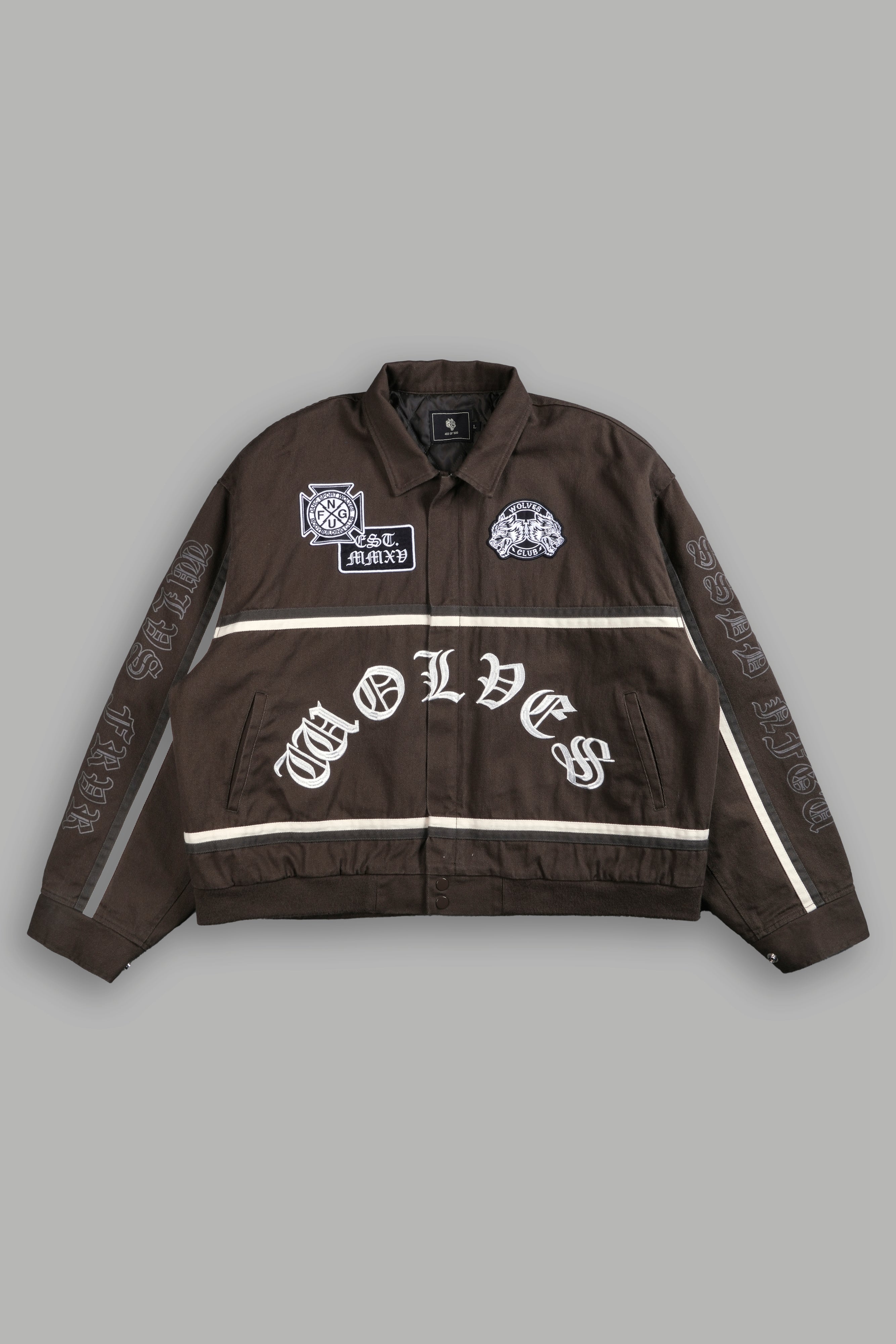 Wolves Club Chopper Big Moe Jacket in Darc Olive/Cream/Wolf Gray