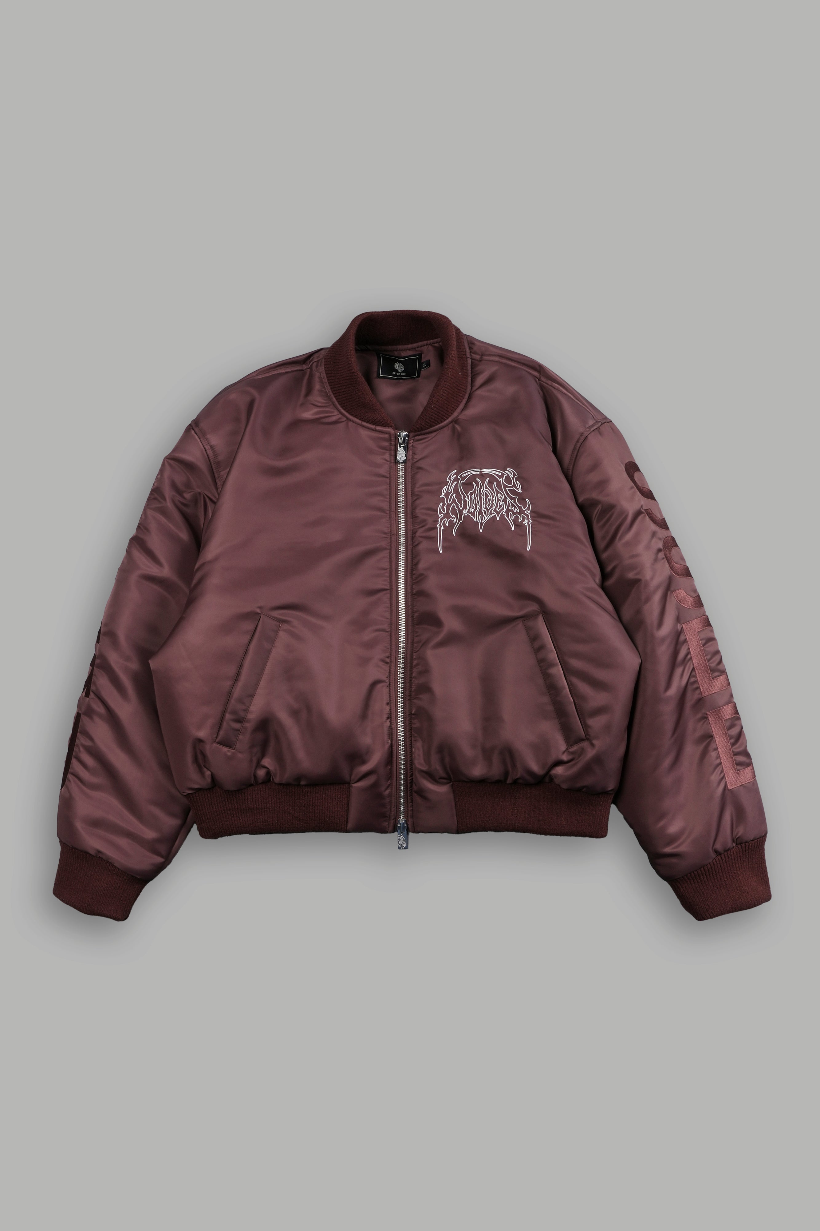 Wolves Hesh Cropped Remy Bomber Jacket in Logan Brown