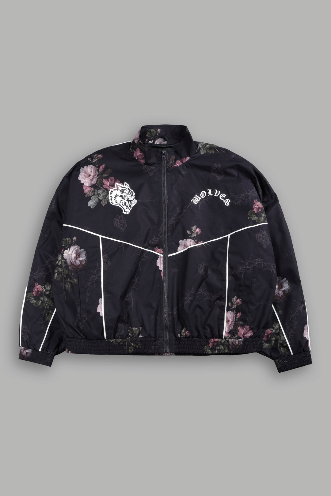 Wolf Chopper Quinn Track Jacket in Black Rose Thorn