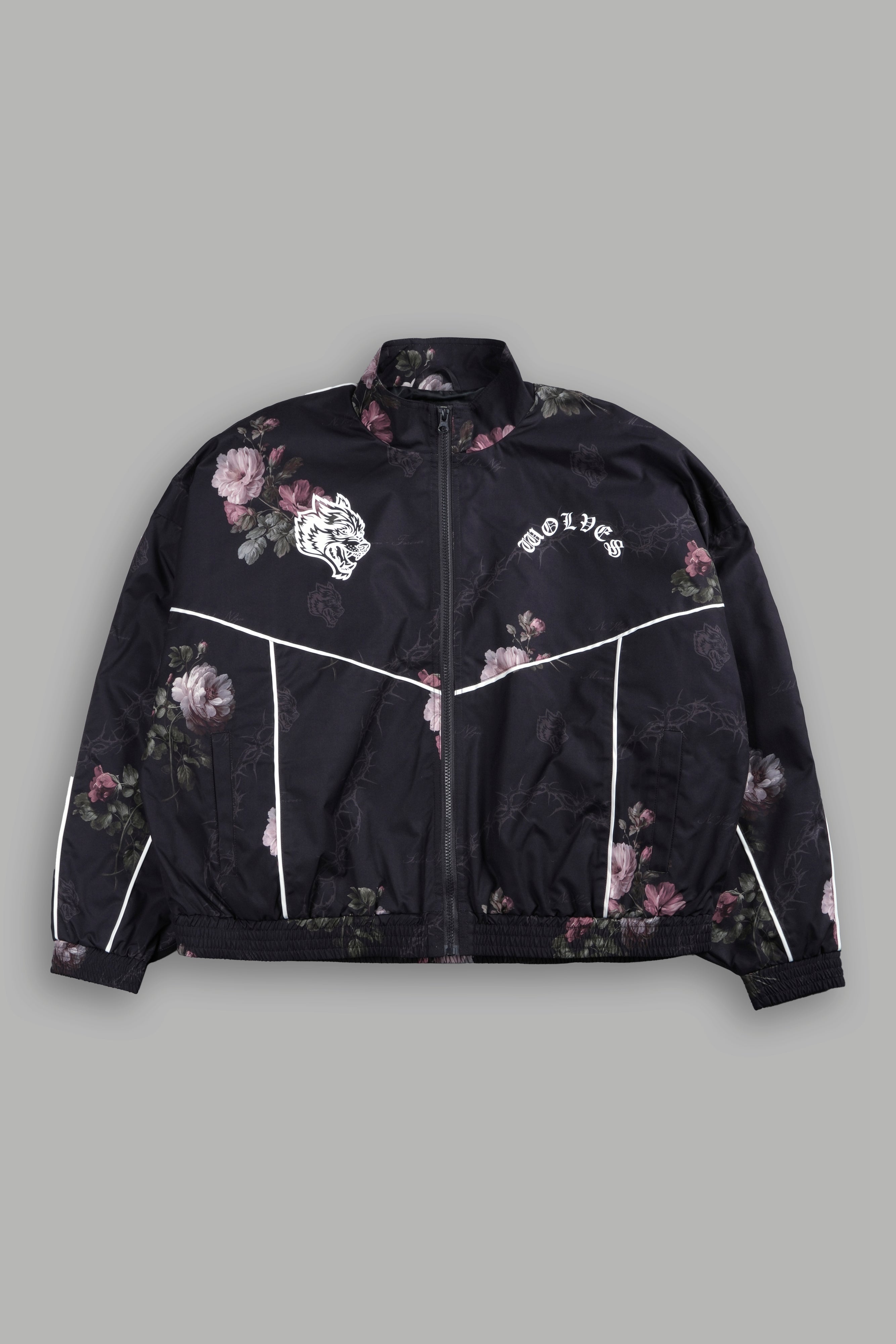 Wolf Chopper Quinn Track Jacket in Black Rose Thorn