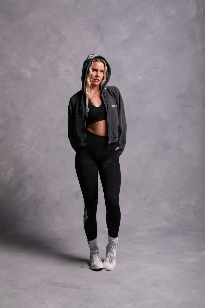 Halo "Vintage Chambers" (Cropped) Zip Hoodie in Wolf Gray