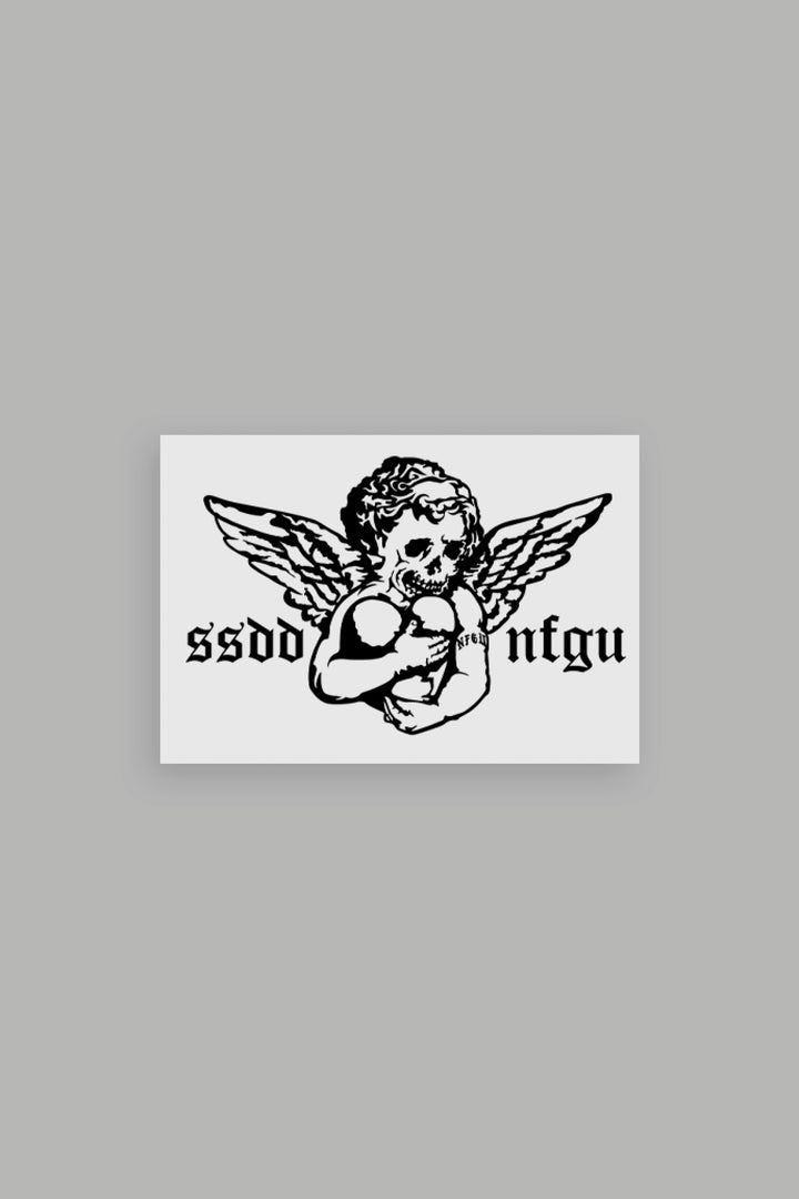 Shielded Heart Large Sticker in Black