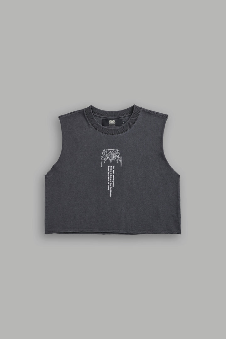 Wolves Hesh "Grunge" (Cropped) Muscle Tee in Wolf Gray