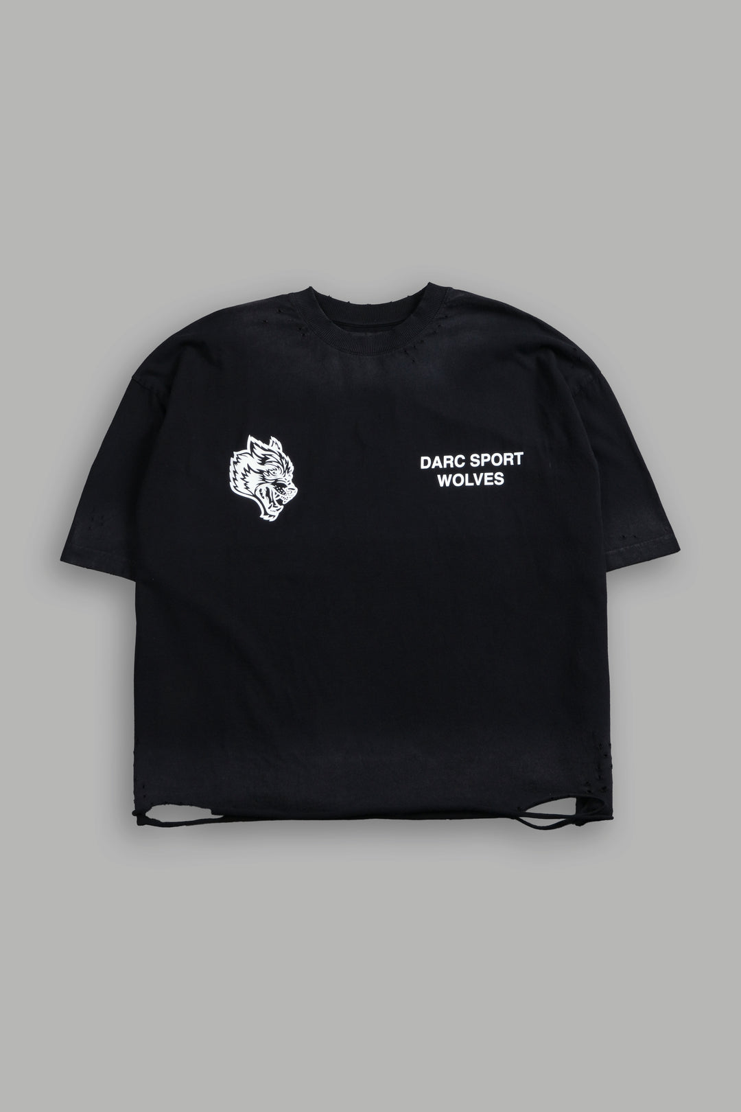 Sangrado Distressed Grunge "Box Cut" Tee in Black Drift Wash