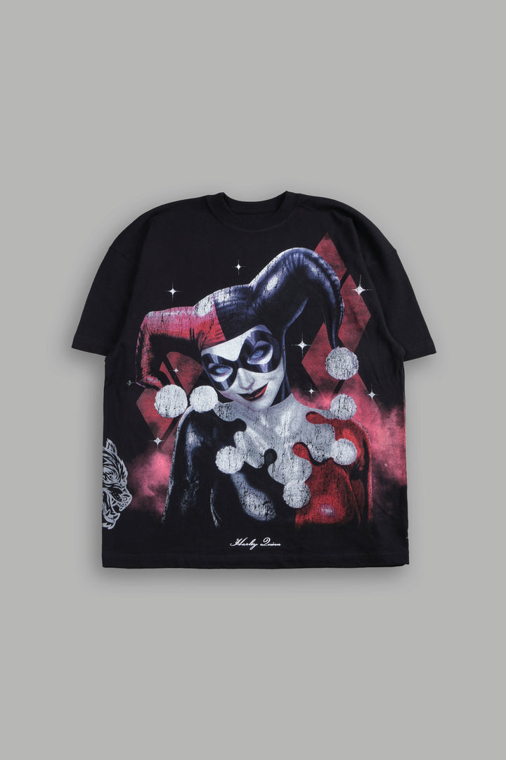 Darc Harley Quinn Side-By-Side Series Premium Oversized Tee in Black