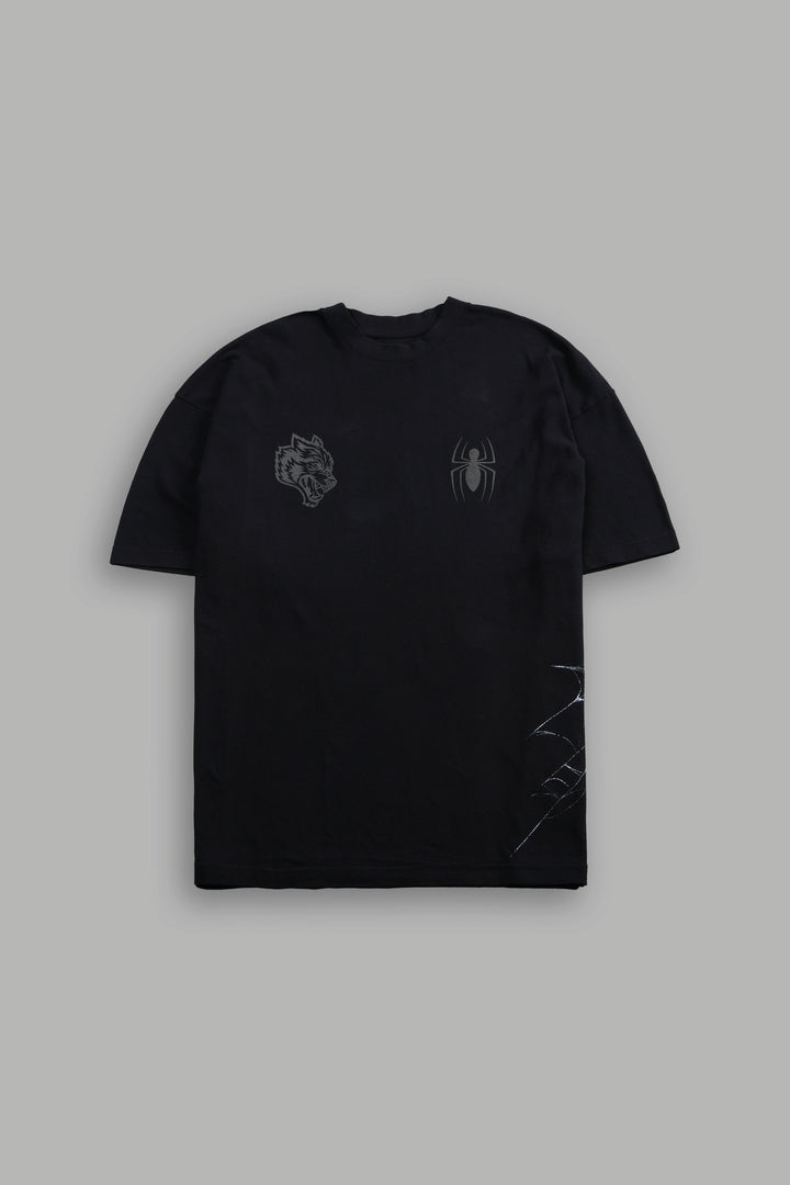 Night Spider Side-By-Side Series Premium Oversized Tee in Black