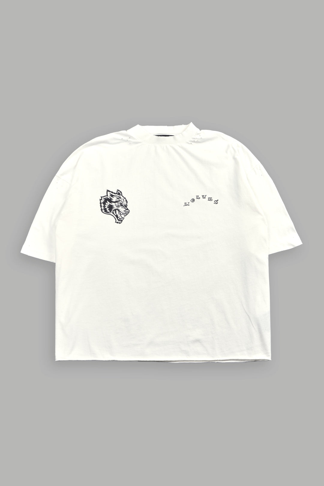 Big Bad Wolf Pyramd Distressed Grunge Box Cut Tee V2 in Cream