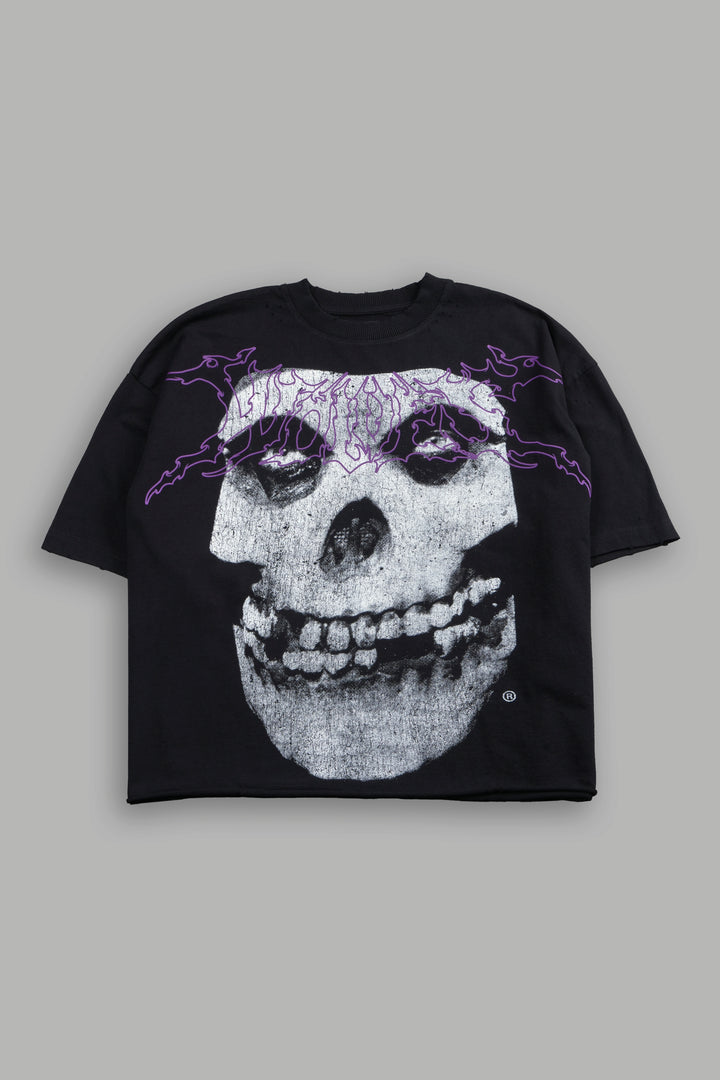 Fiend Skull Distressed Grunge Box Cut Tee V2 in Black