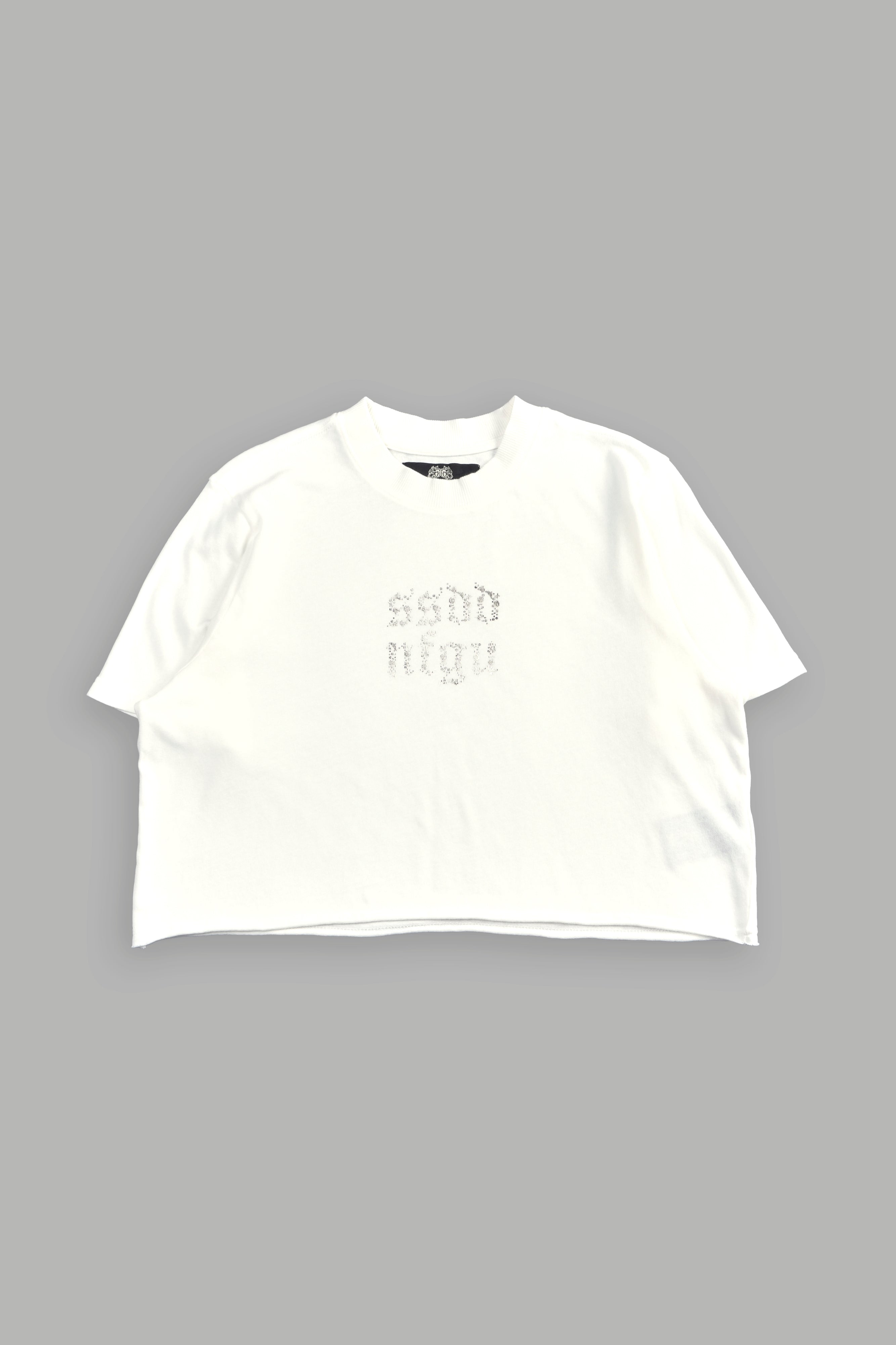 Crystal Code "Premium" Oversized (Cropped) Tee in Cream