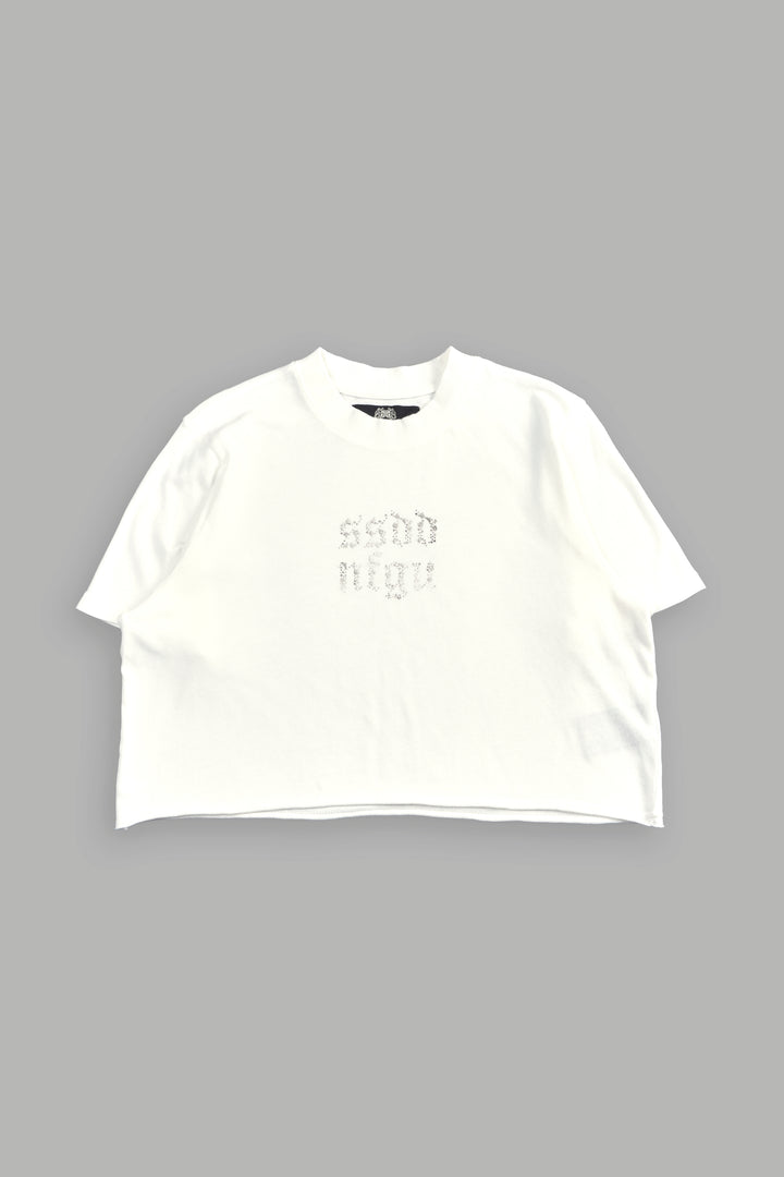 Crystal Code "Premium" Oversized (Cropped) Tee in Cream