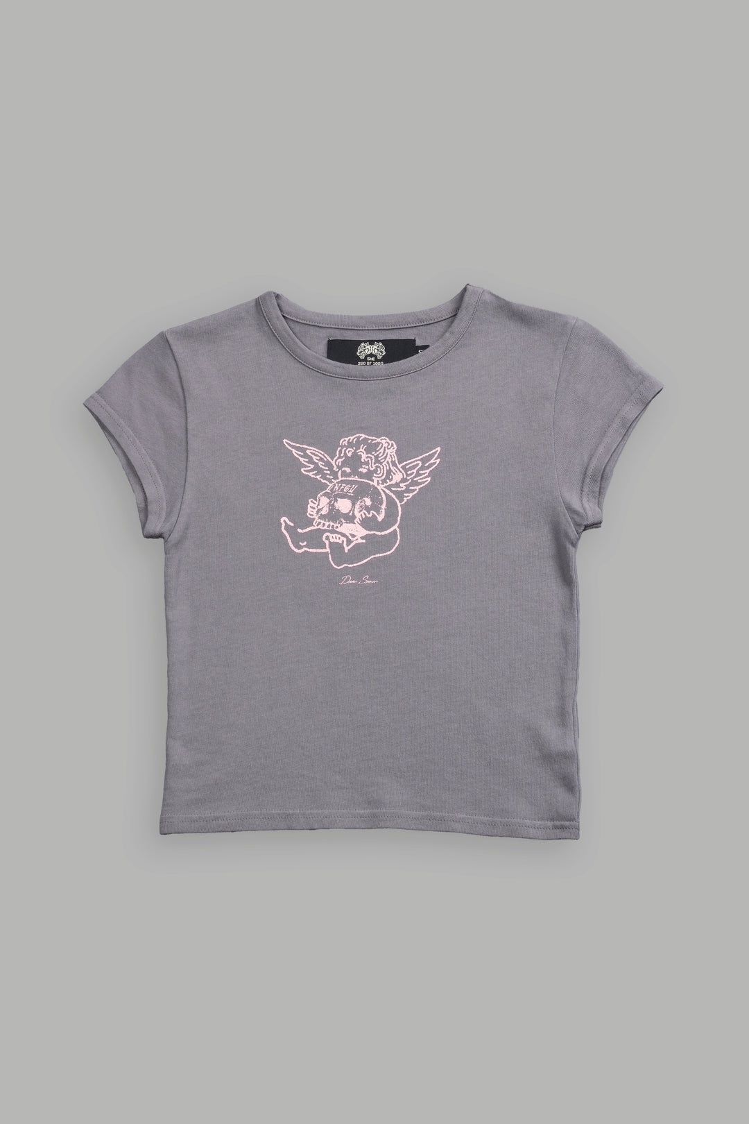 Cherub and the Skull "Baby" Tee in Dove Gray