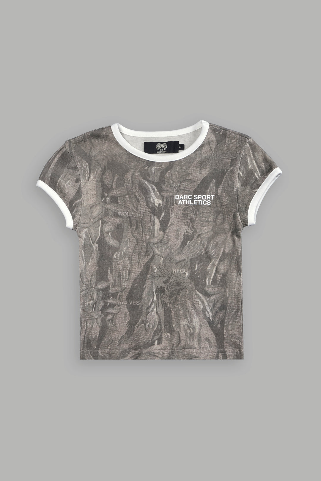 Darc Sport Athletics Ringer "Baby" Tee in Ohana Vintage Norse Camo/Cream