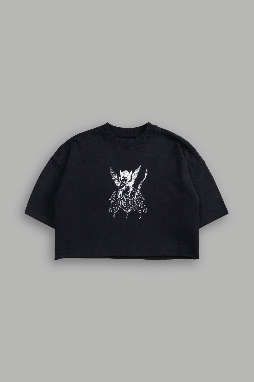 Viking Cherub "Grunge" Oversized (Cropped) Tee in Black