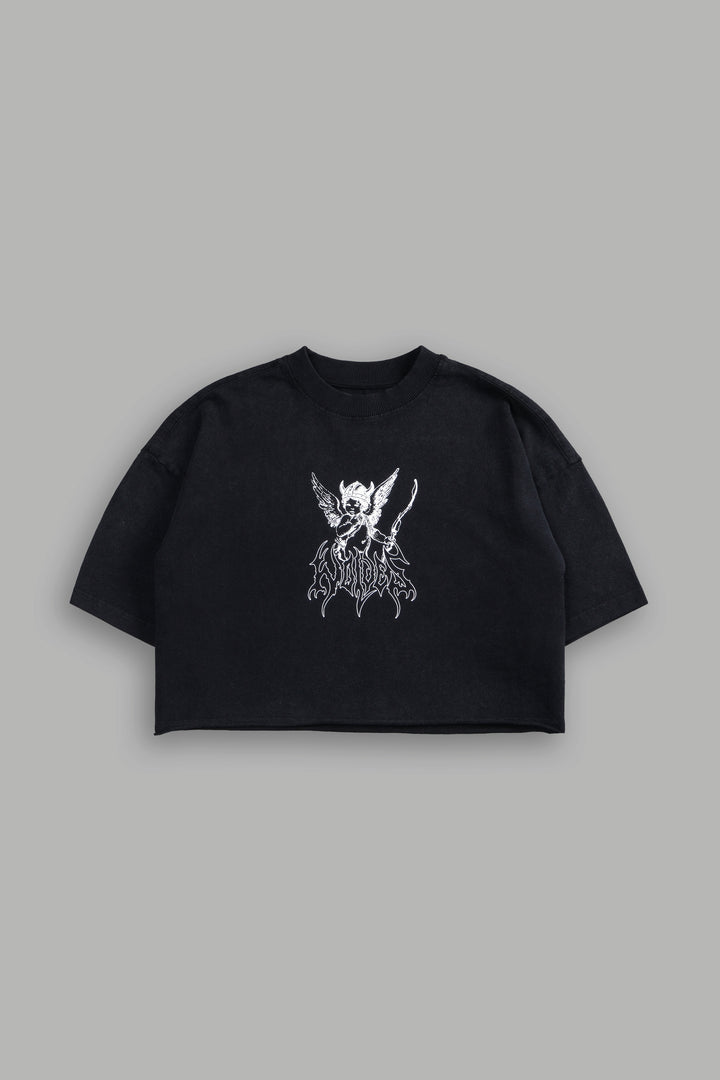 Viking Cherub "Grunge" Oversized (Cropped) Tee in Black
