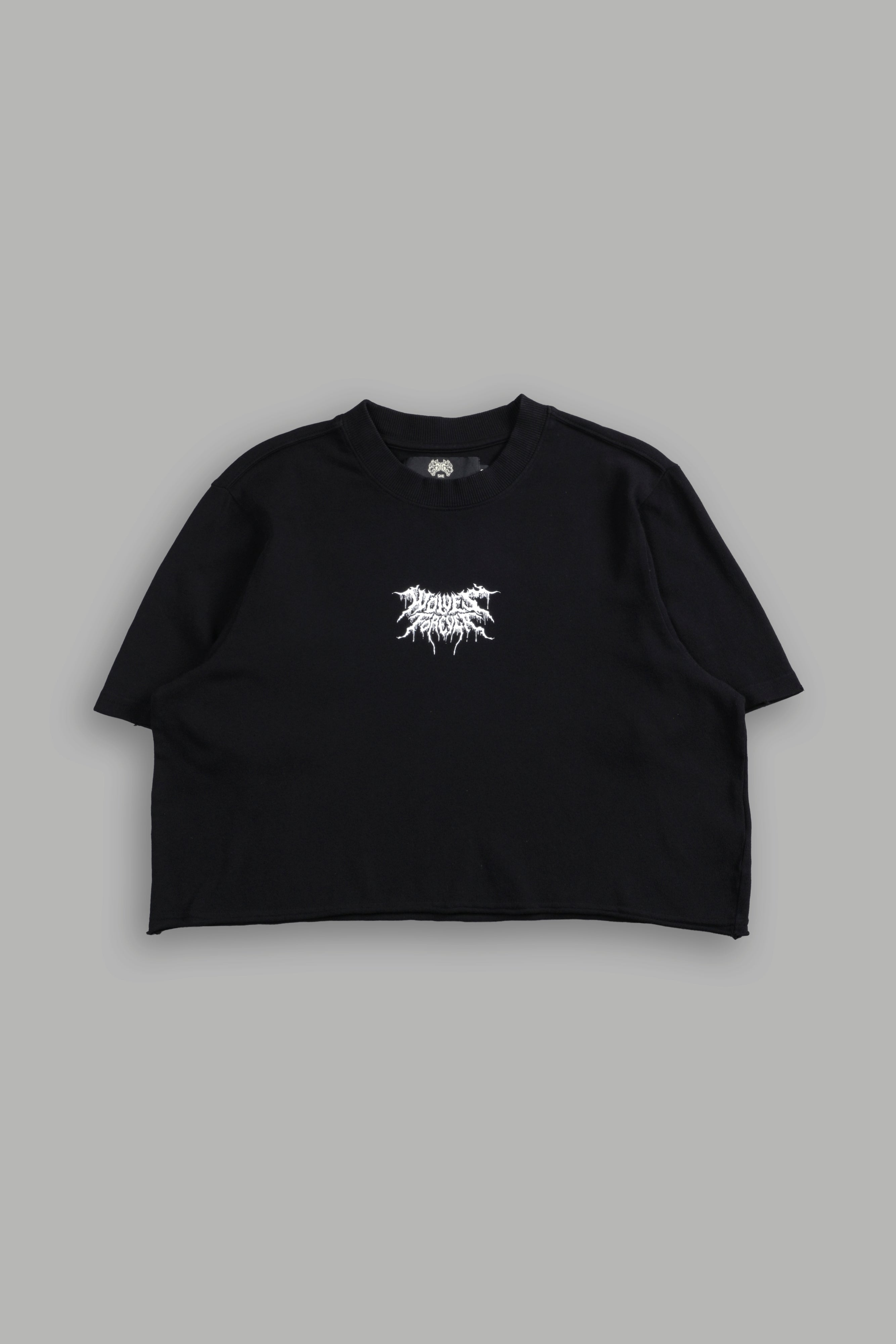 Drip Hesh Distressed Oversized (Cropped) Tee in Black
