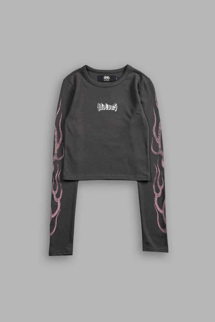 Wolves Flame L/S "Baby" Tee in Wolf Gray