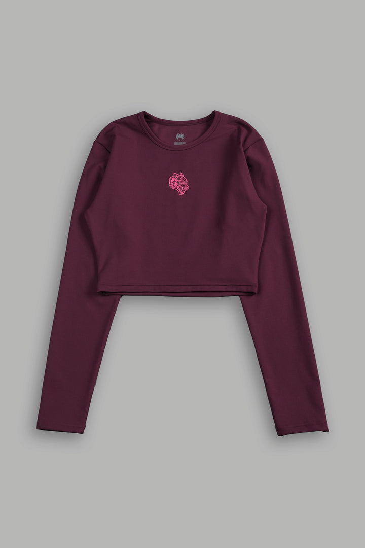 She Wolf Pyramid Energy Ls Top In Deep Cherry Red
