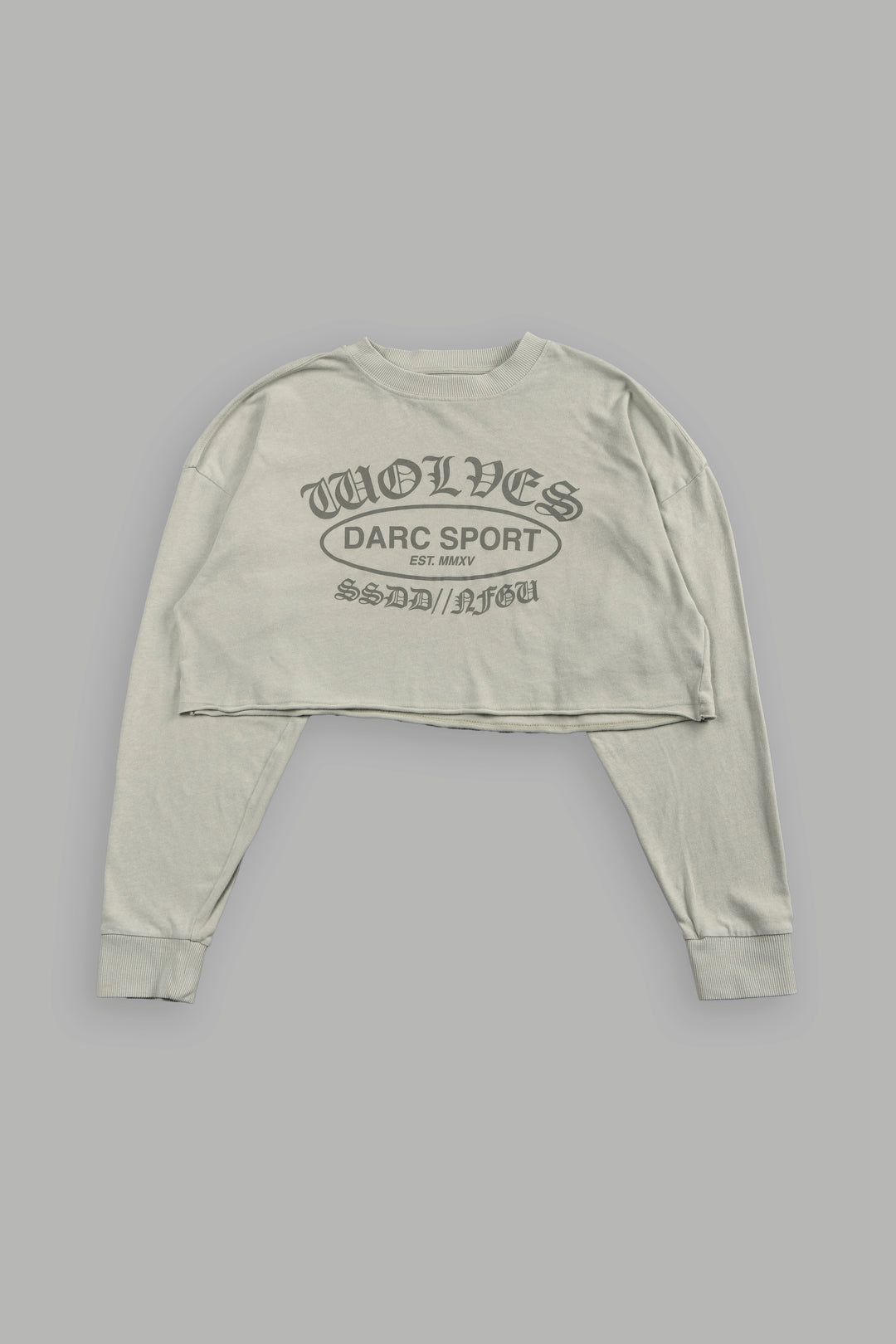 Darc Emblem Premium Oversized Cropped Ls Tee In Cactus Gray