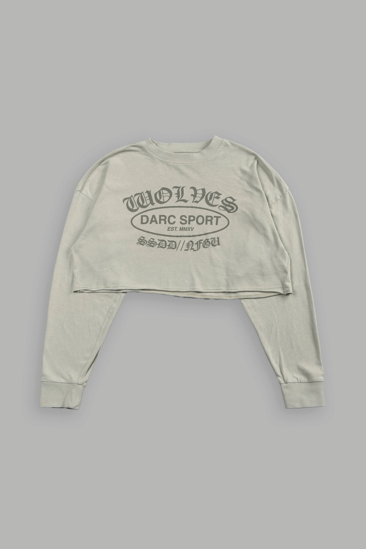 Darc Emblem Premium Oversized Cropped Ls Tee In Cactus Gray