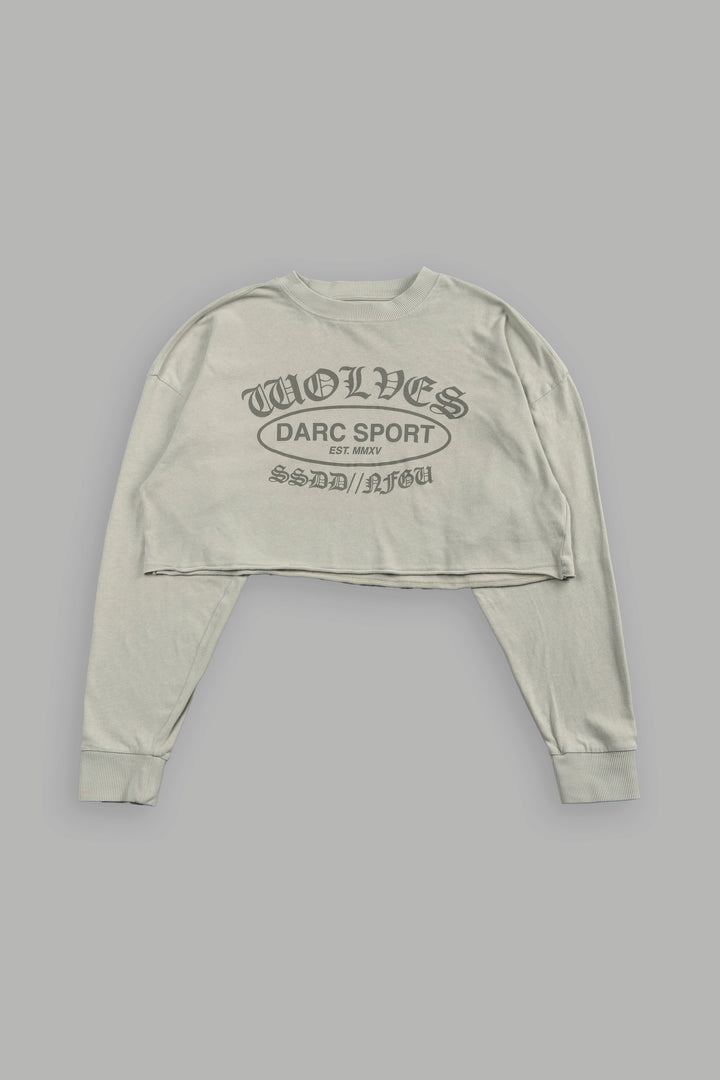 Darc Emblem Premium Oversized Cropped Ls Tee In Cactus Gray