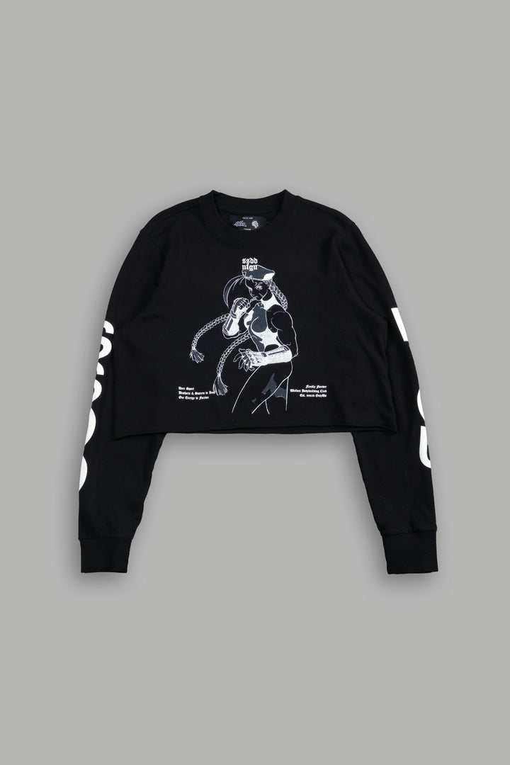 Fighter "Premium" (Cropped) L/S Tee in Black