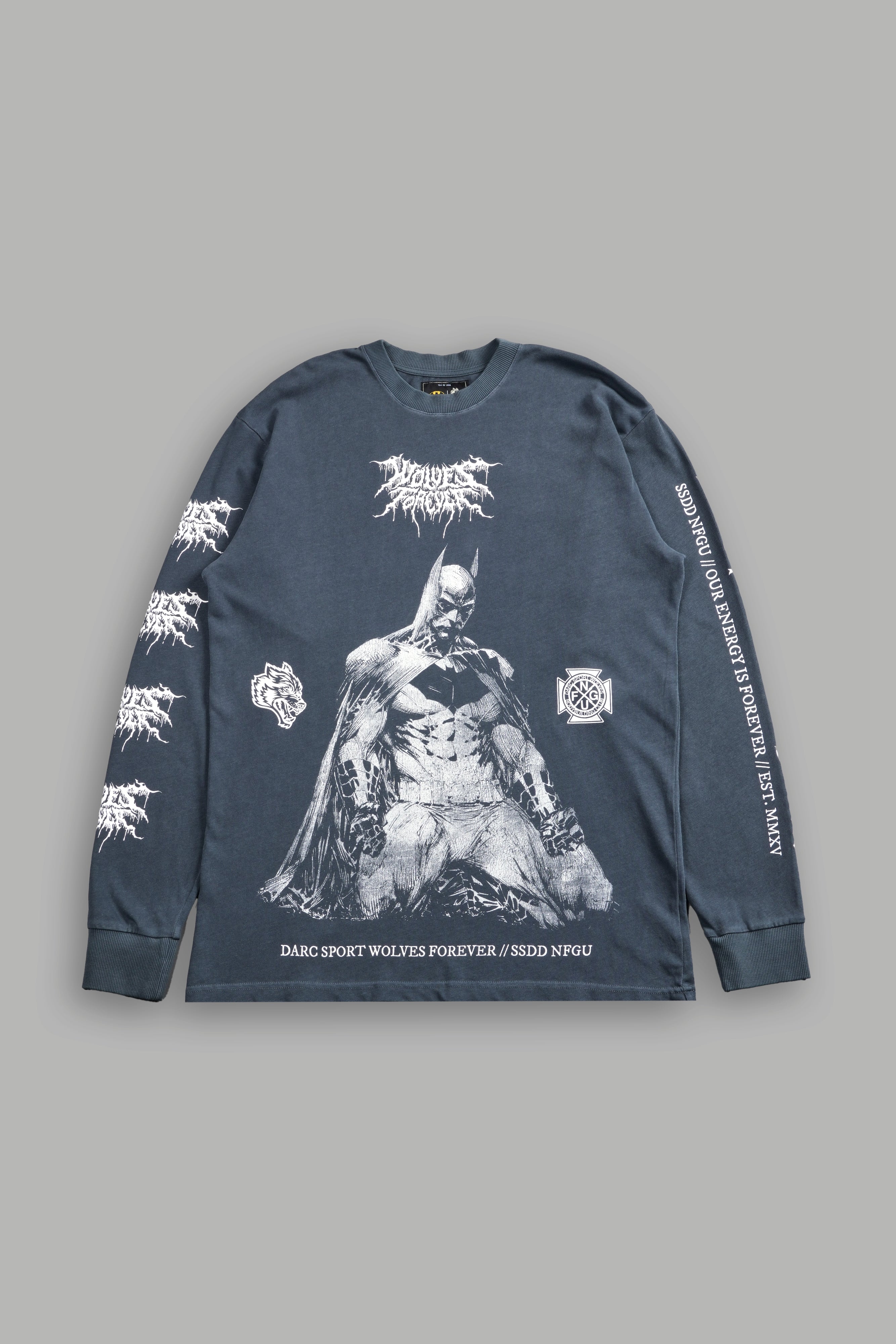 Where Shadows Begin "Premium" L/S Tee in Darc Blue