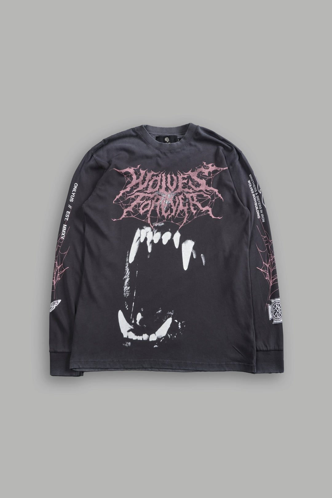 Blood Thirsty Webs "Premium" L/S Tee in Wolf Gray