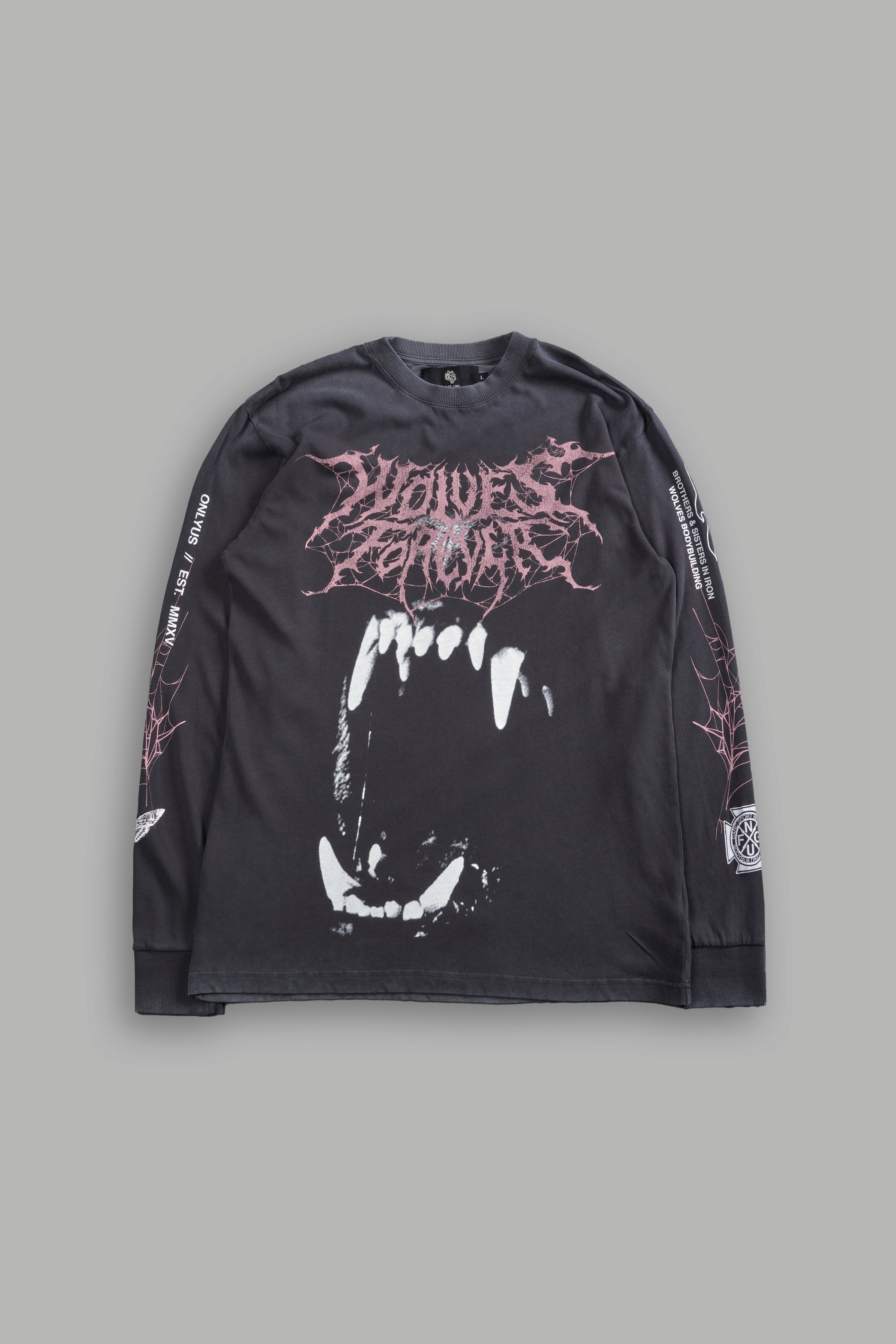 Blood Thirsty Webs "Premium" L/S Tee in Wolf Gray