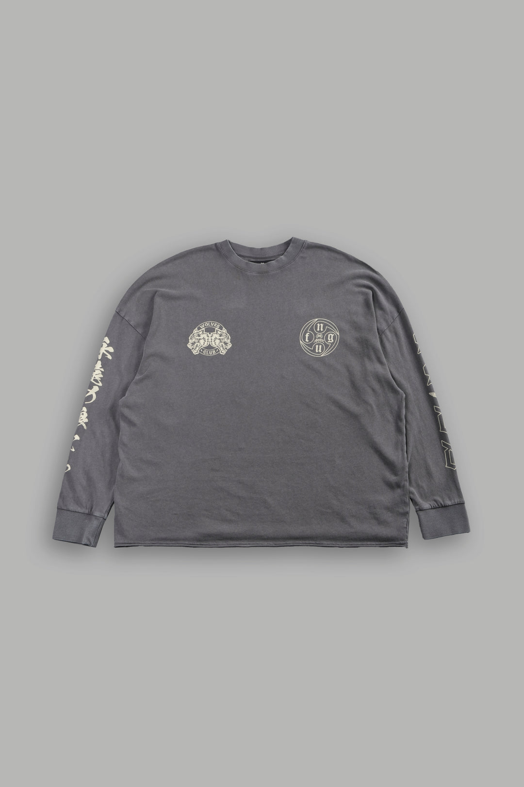 Kazoku Okami Premium Box Cut Ls Tee in Slate Gray