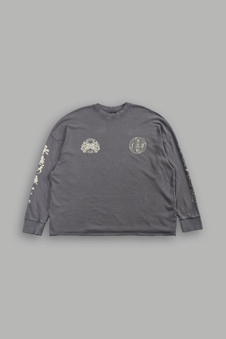 Kazoku Okami Premium Box Cut Ls Tee in Slate Gray