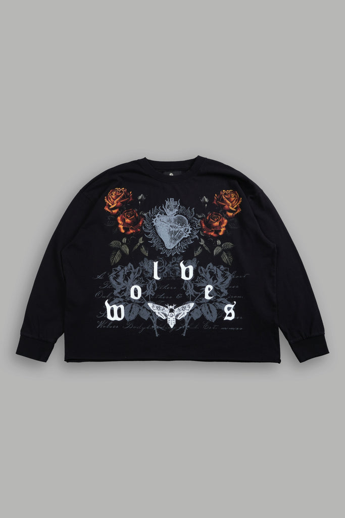 You Are the Reason Grunge Mid-Length Raw Hem LS Tee in Black