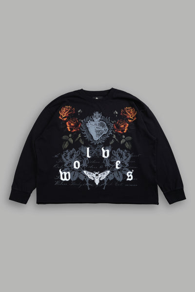You Are the Reason Grunge Mid-Length Raw Hem LS Tee in Black