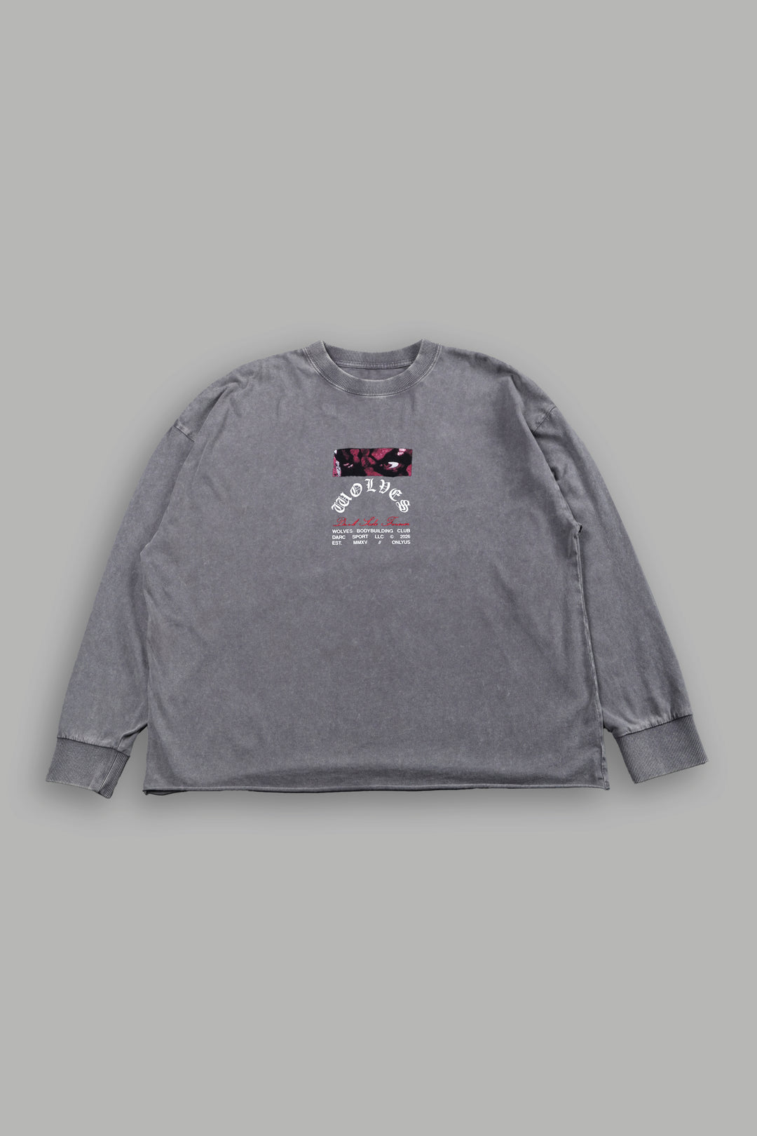 The Shadow Grunge Mid Length Raw Hem Ls Tee in Slate Gray