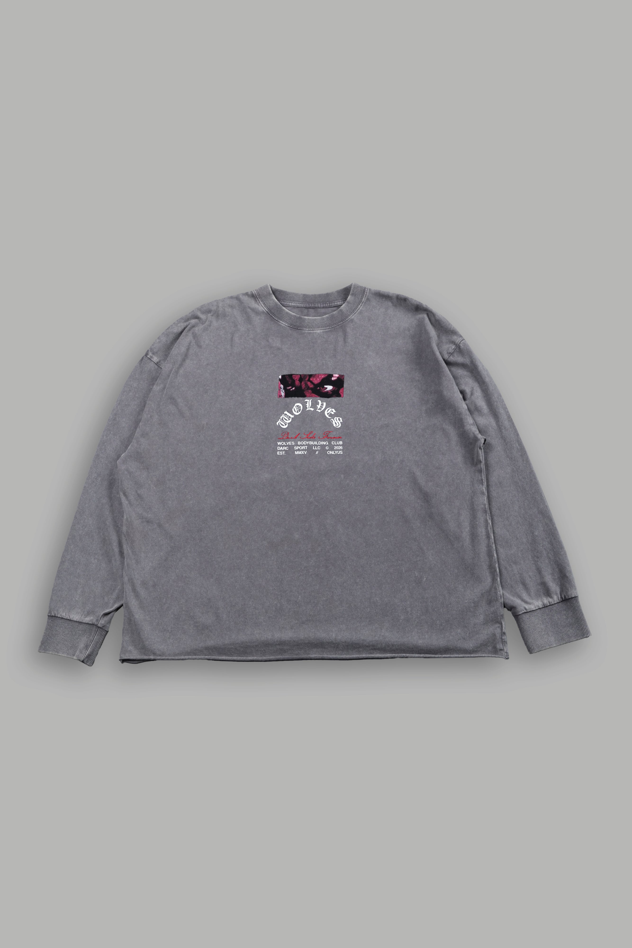 The Shadow Grunge Mid Length Raw Hem Ls Tee in Slate Gray
