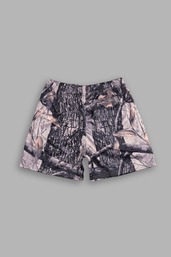 Okami Wolf Mesh Shorts in Clay Woodland Camo