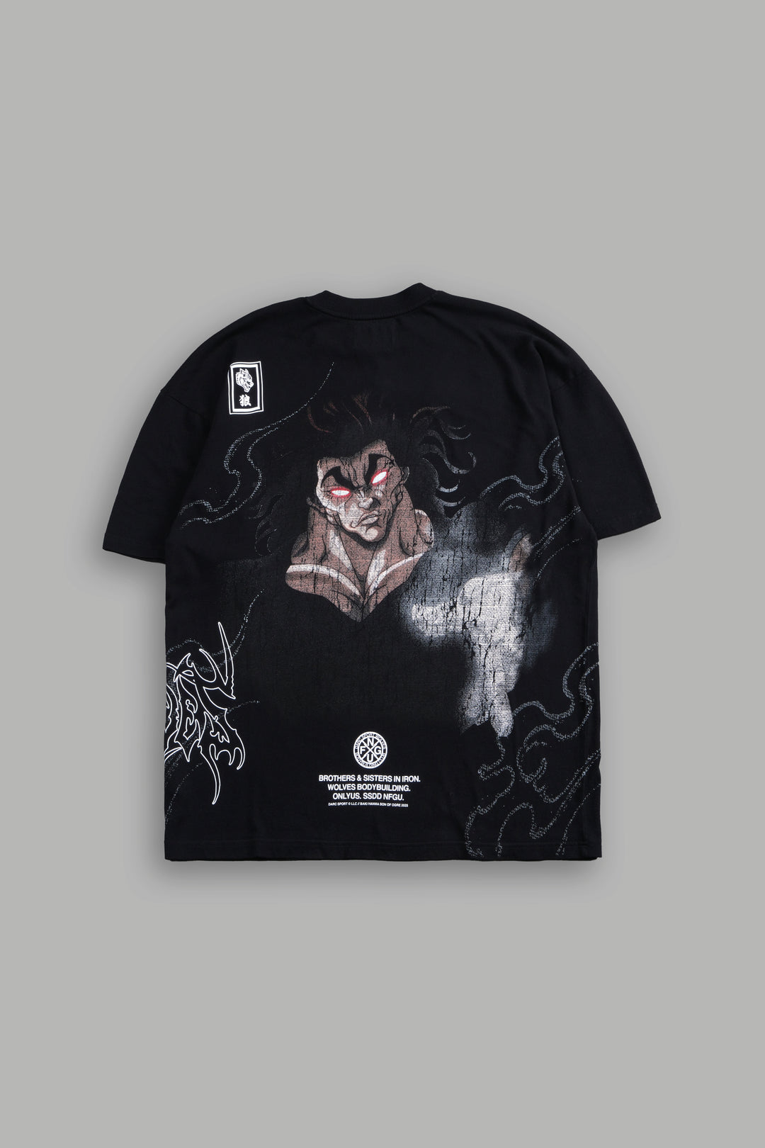 Yujiro Hanma "Side By Side" Series Premium Oversized Tee in Black