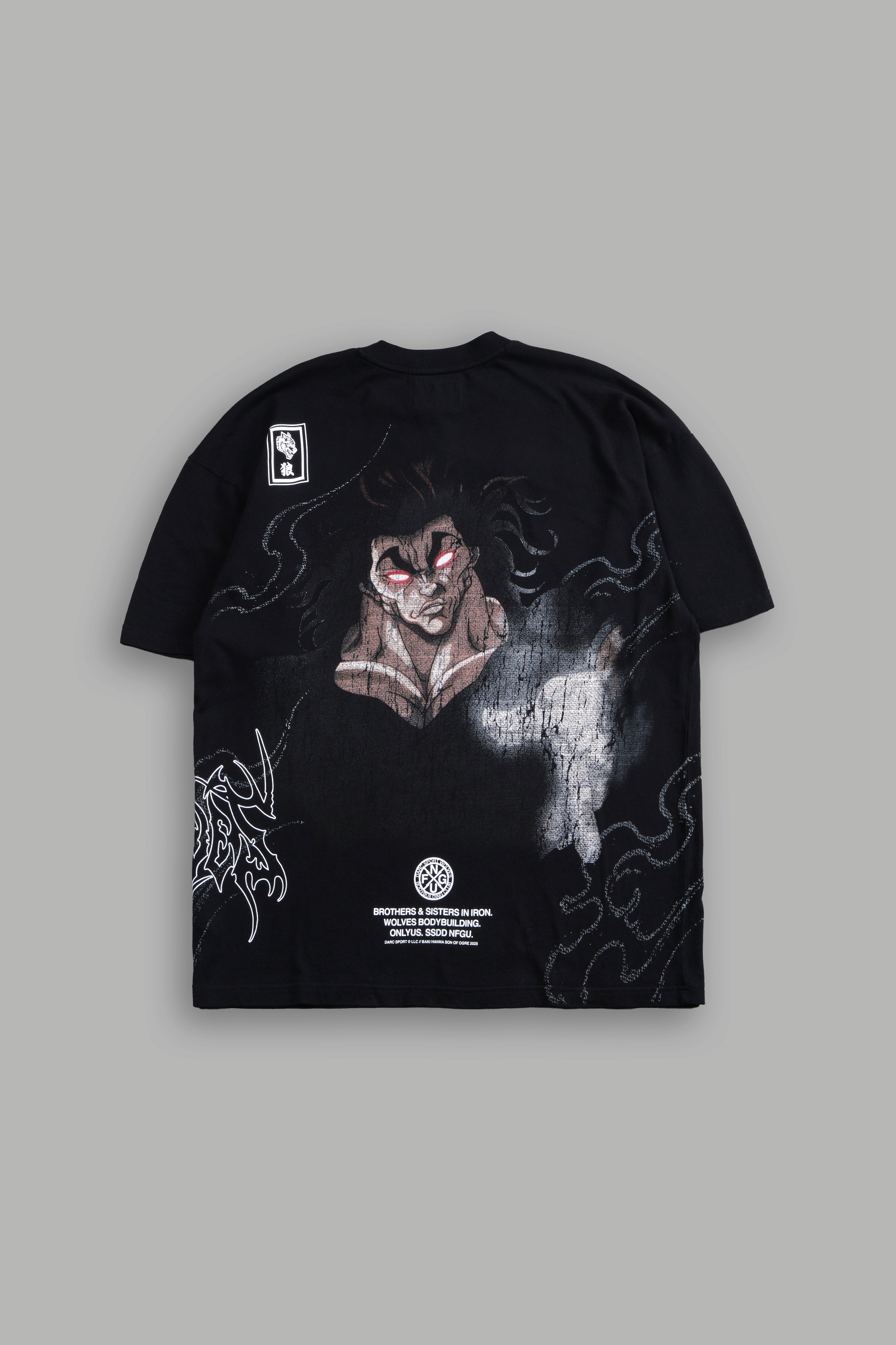 Yujiro Hanma "Side By Side" Series Premium Oversized Tee in Black