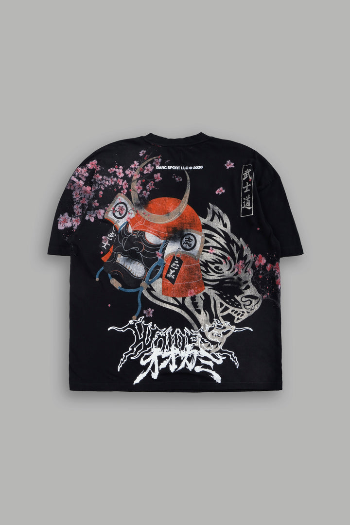 Samurai And The Wolf Premium Oversized Tee in Black
