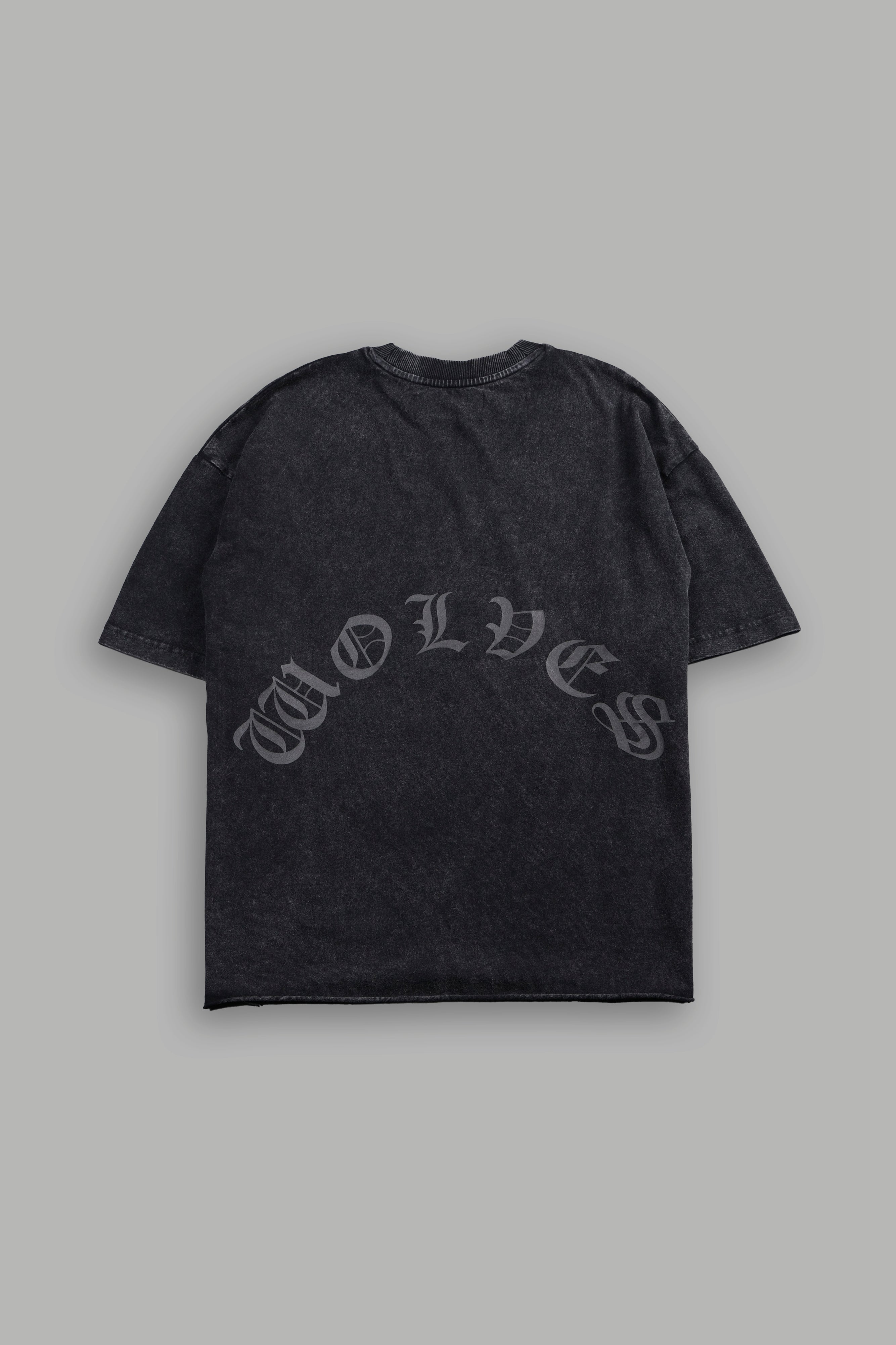Shattered Bushido Grunge Mid Length Raw Hem Tee in Black