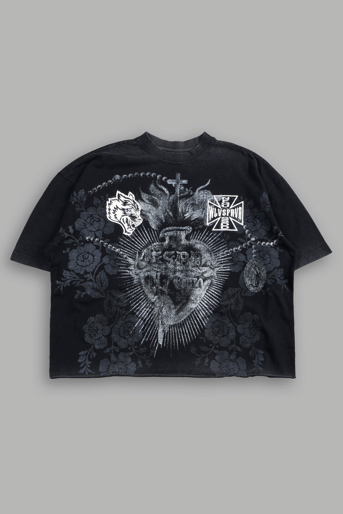 El Rosario Grunge Raw Hem Box Cut Tee In Black