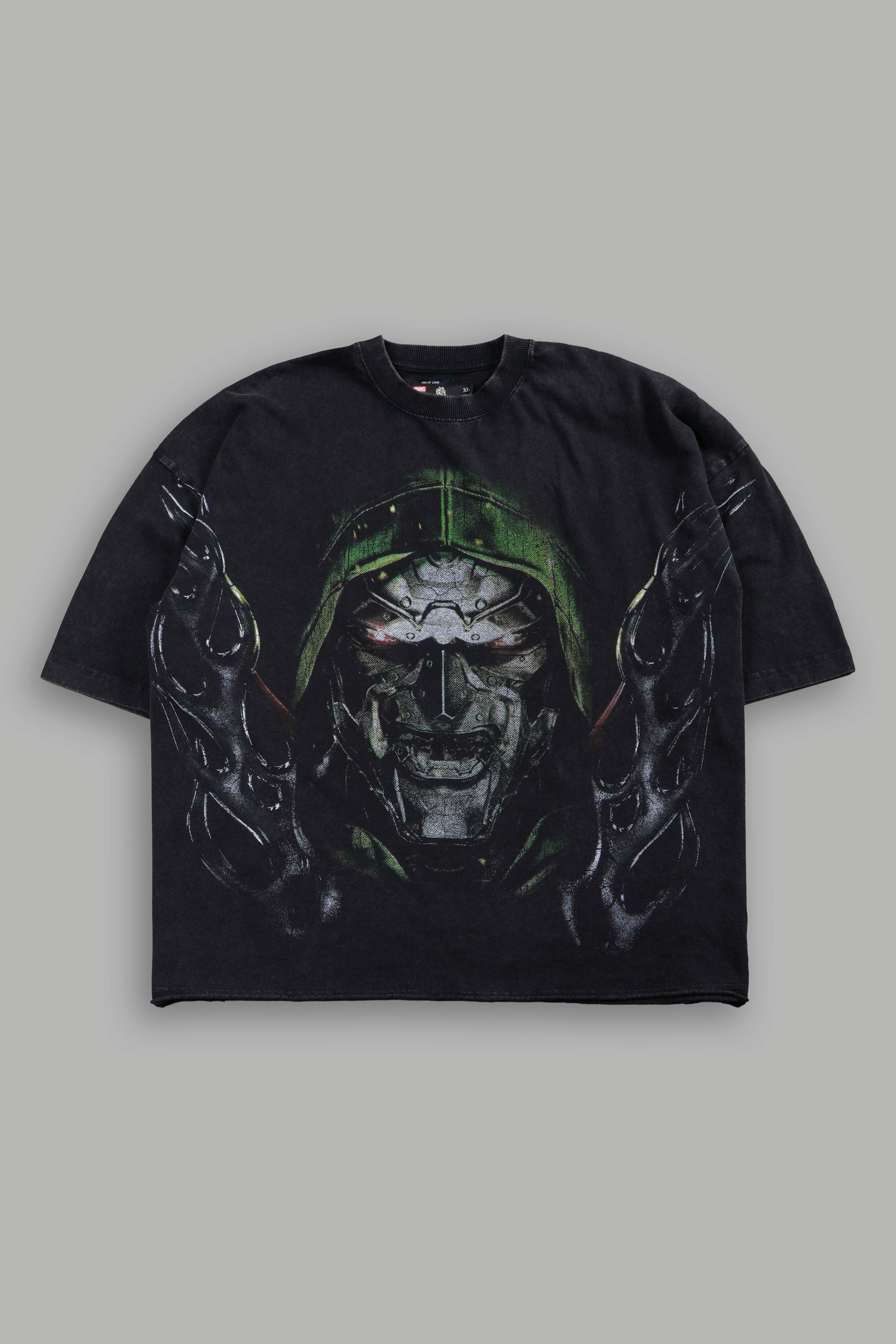 Doom Defiant Grunge Raw Hem Box Cut Tee in Black