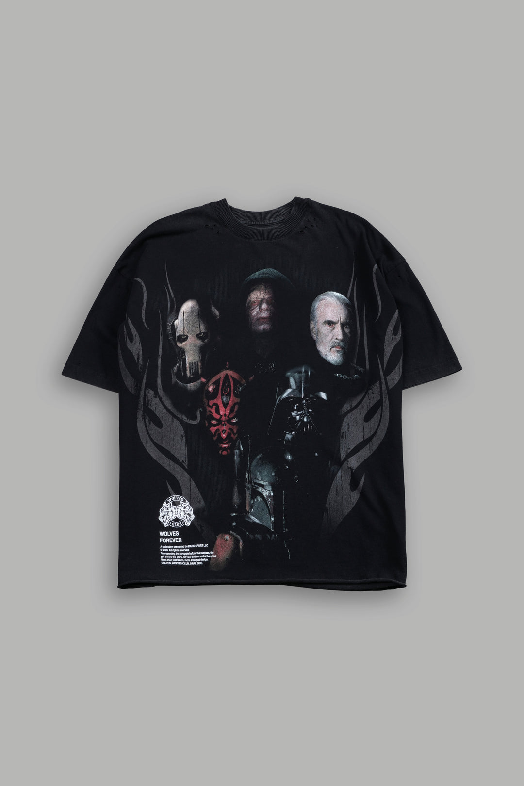 Dark Order Distressed Grunge Mid Length Raw Hem Tee V2 in Black