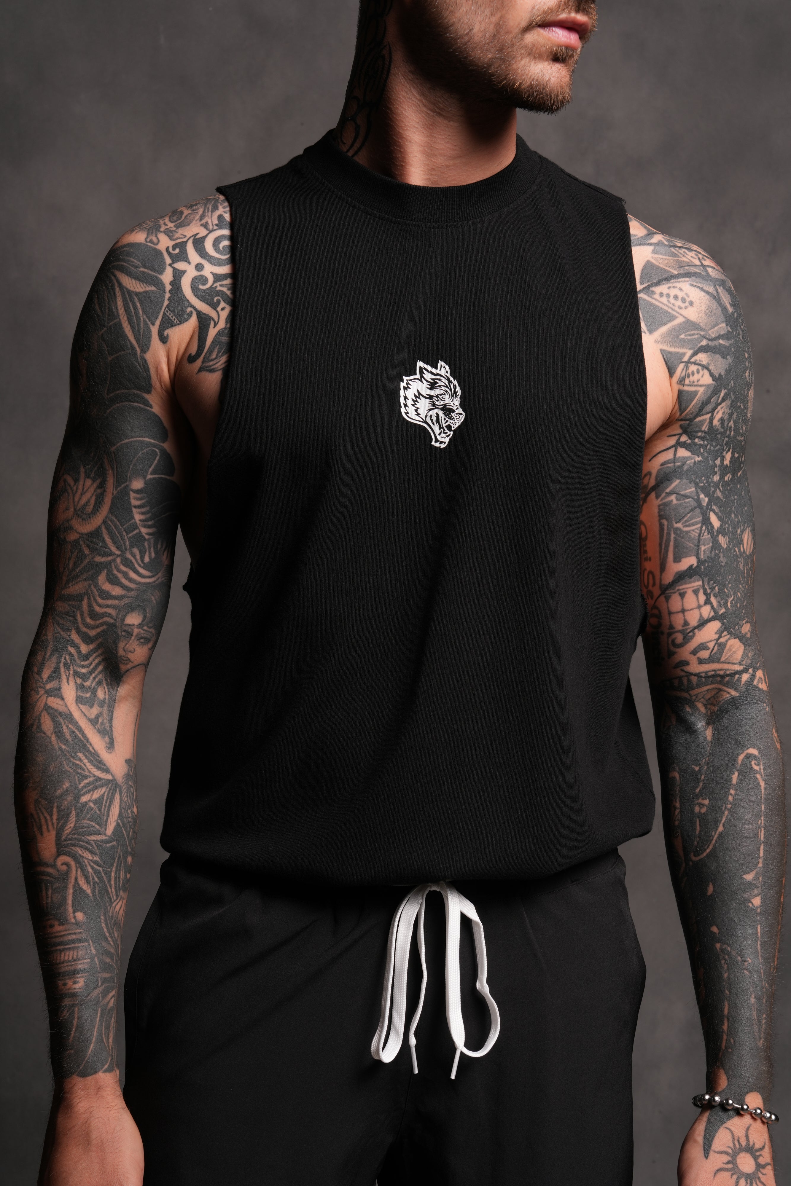 Wolf Chopper FRVR "Tommy" Muscle Tee in Black