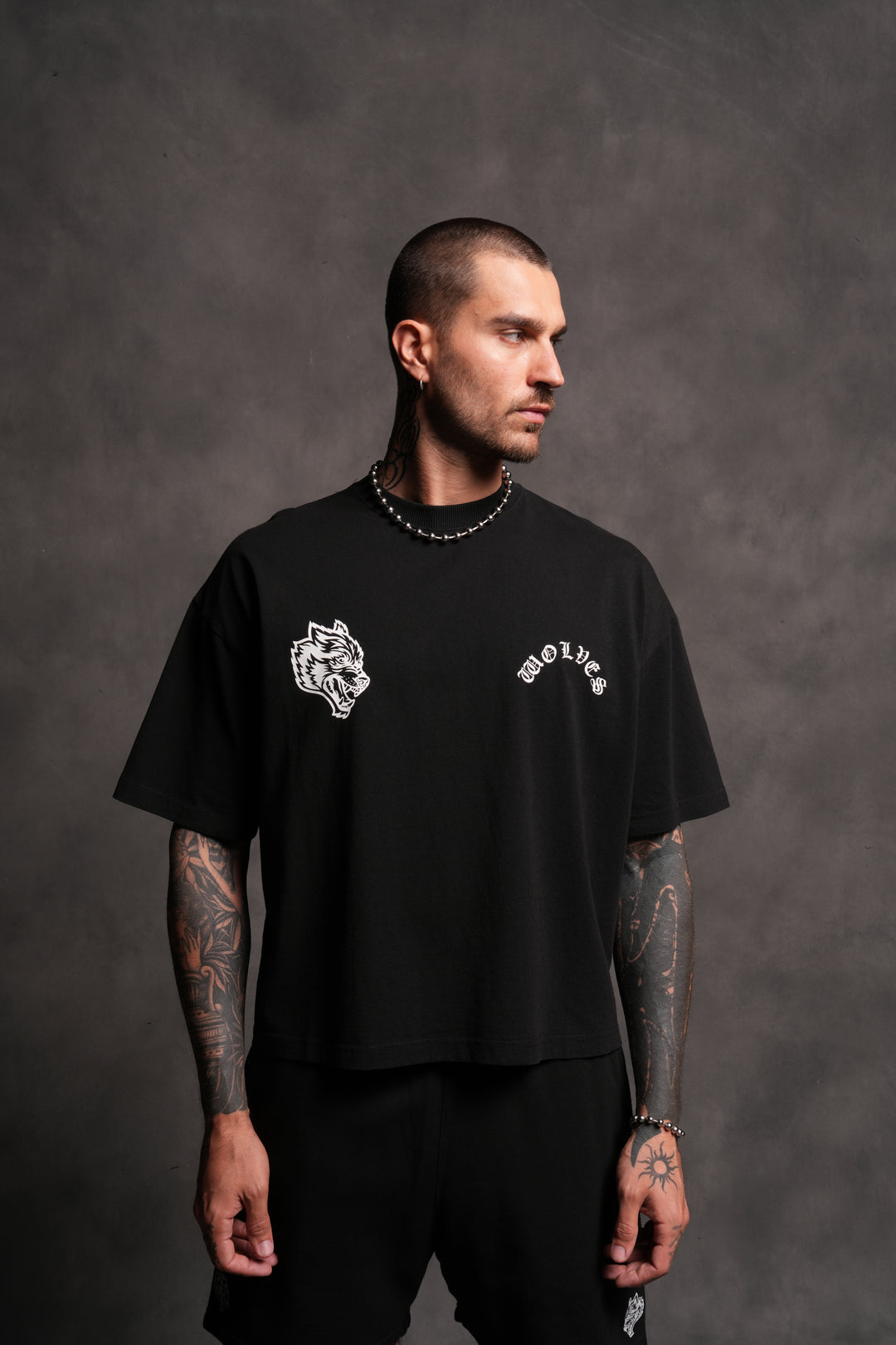 Wolf Chopper FRVR Grunge "Box Cut" Tee in Black