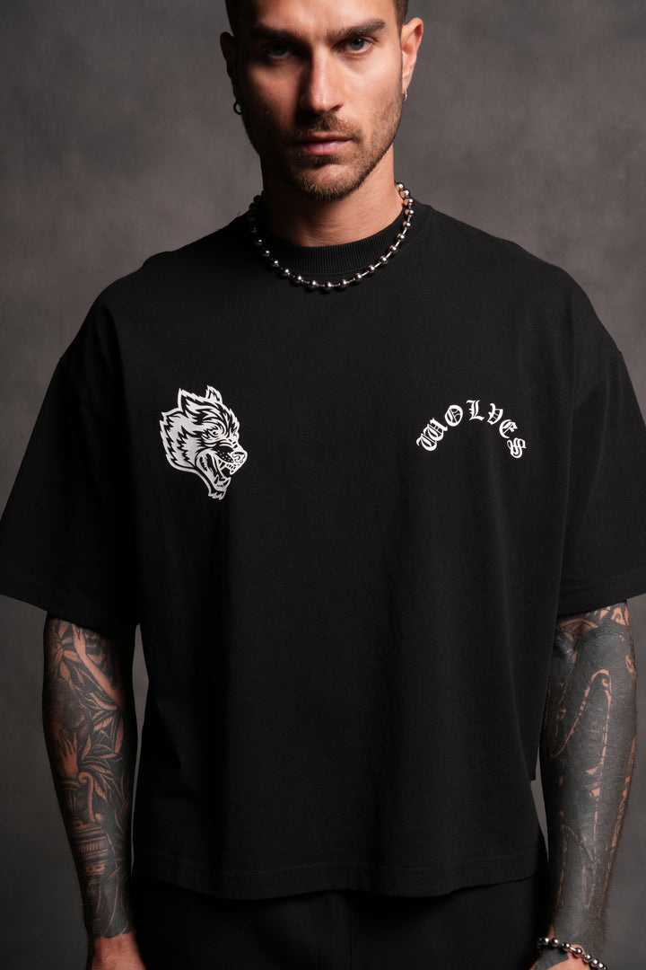 Wolf Chopper FRVR Grunge "Box Cut" Tee in Black