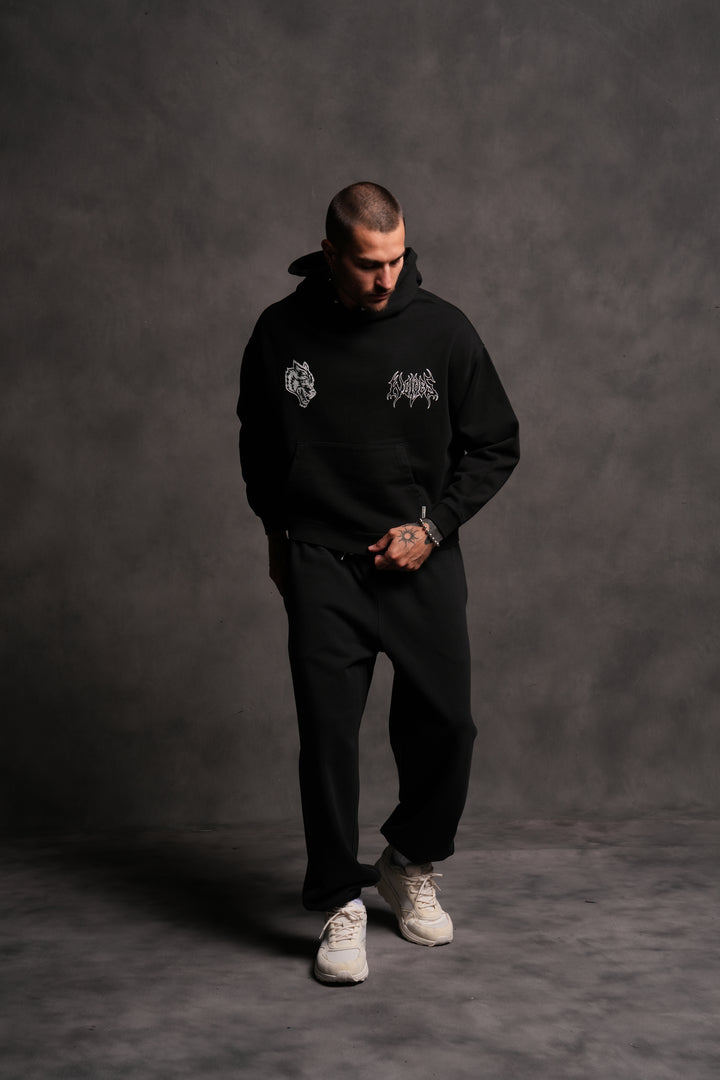Wolf Hesh FRVR "Grunge" Box Cut Hoodie in Black