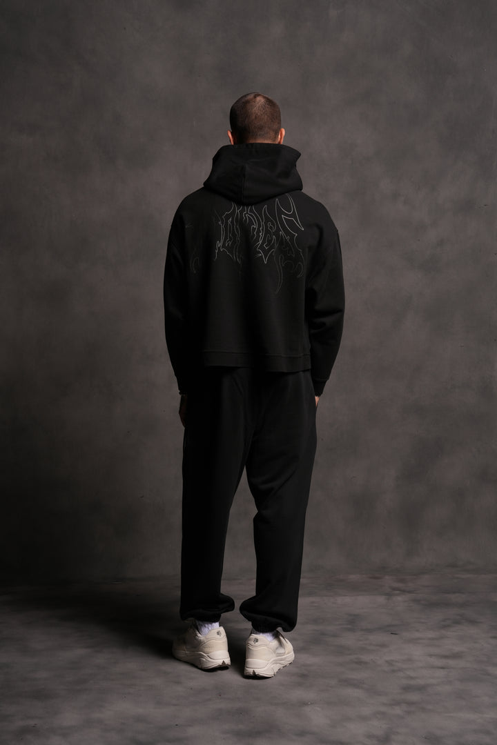 Wolf Hesh FRVR "Grunge" Box Cut Hoodie in Black