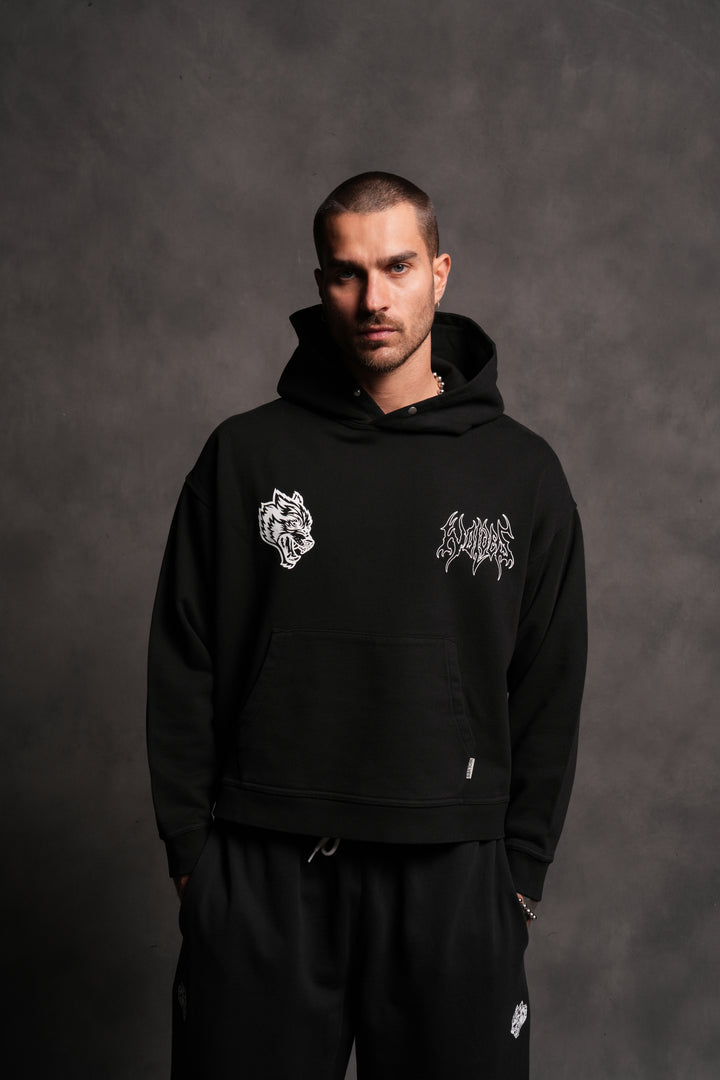 Wolf Hesh FRVR "Grunge" Box Cut Hoodie in Black
